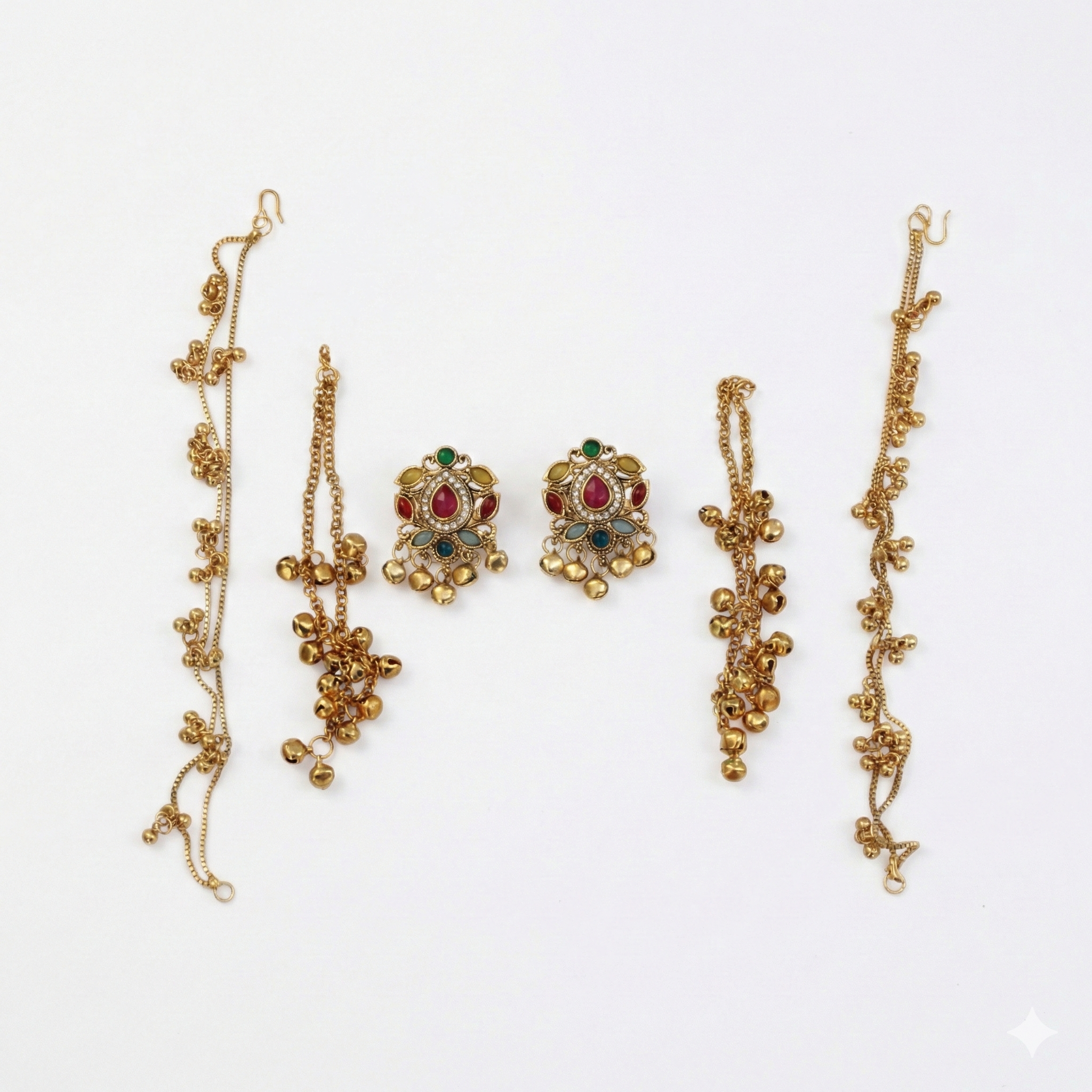 3-in-1 Convertible Earring Set - Gold Plated Studs Drops Ear Chains