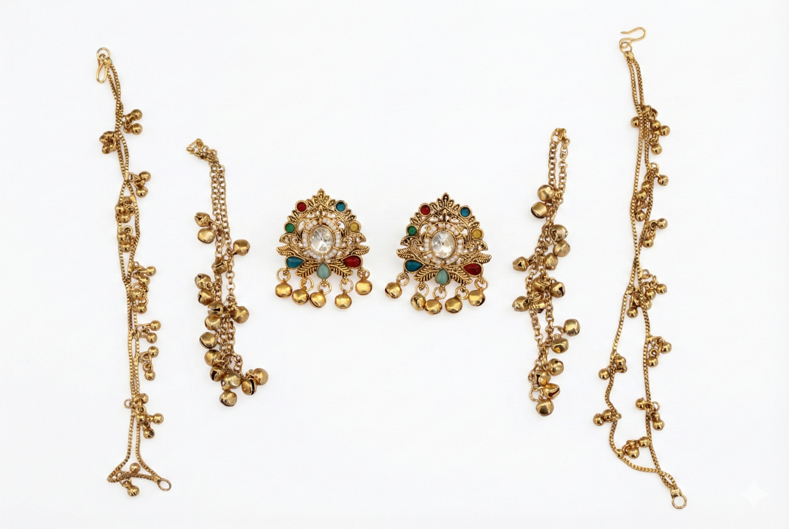 3-in-1 Convertible Earring Set - Gold Plated Studs Drops Ear Chain