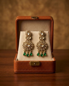 Gold-Plated Kundan Ruby Drop Earrings