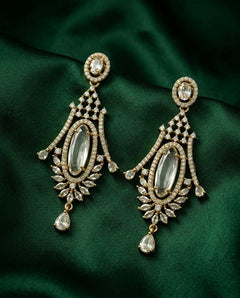 Gold-Plated Marquise Crystal Drop Earrings