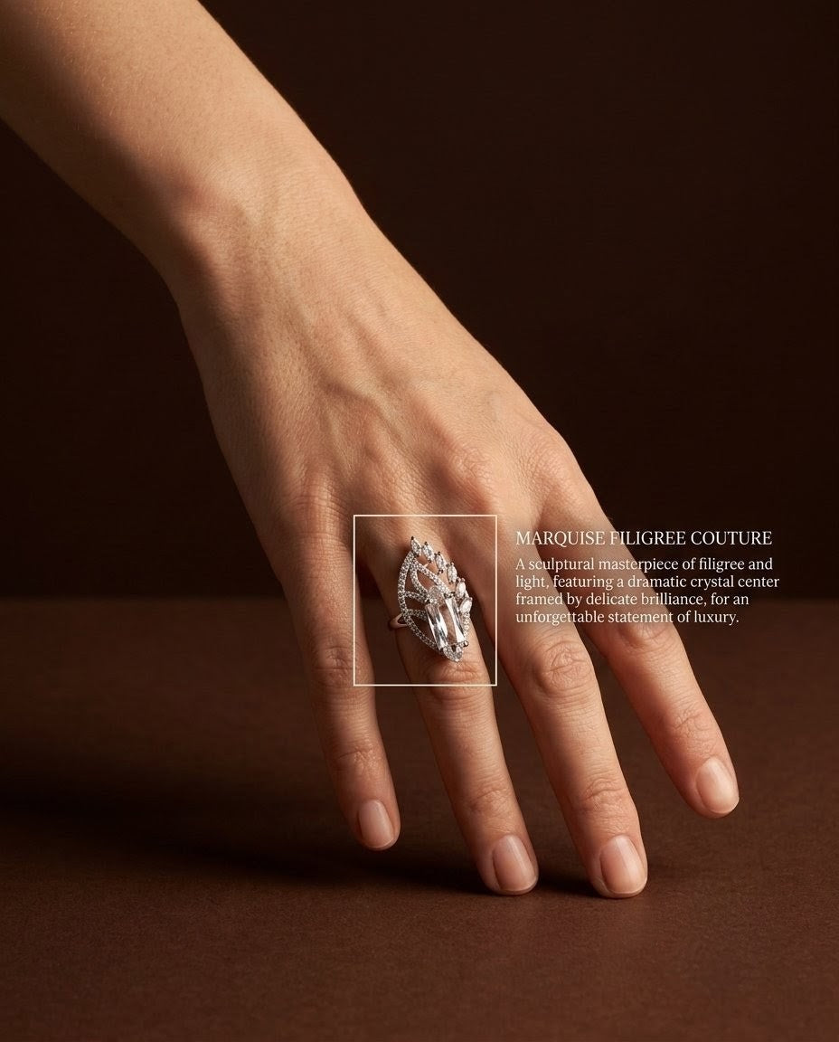 Sterling Silver Moissanite & Cubic Zirconia American Diamond Ring