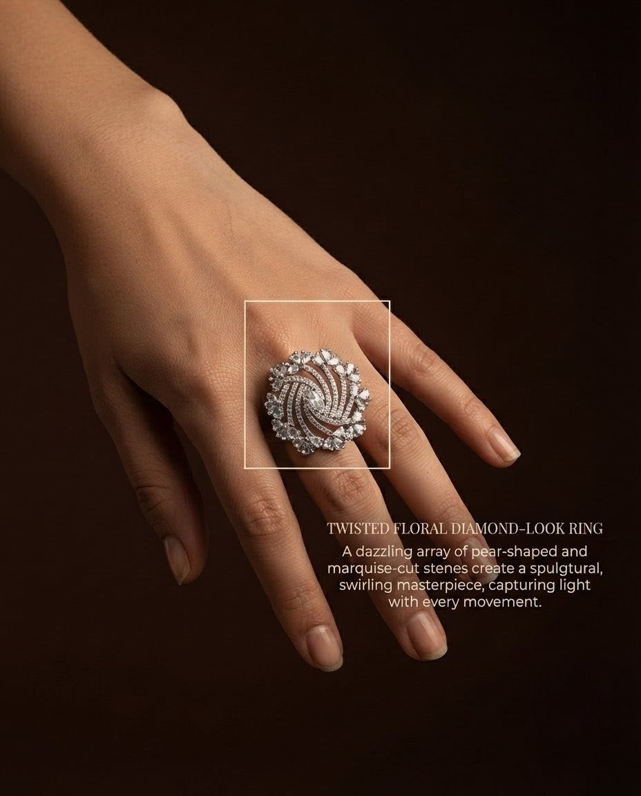 Pear-Shaped Moissanite Zirconia American Diamond Ring
