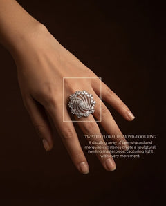 Pear-Shaped Moissanite Zirconia American Diamond Ring