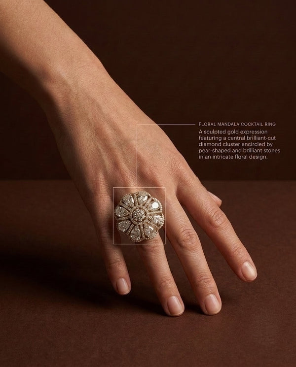 Gold-Plated American Diamond Statement Ring