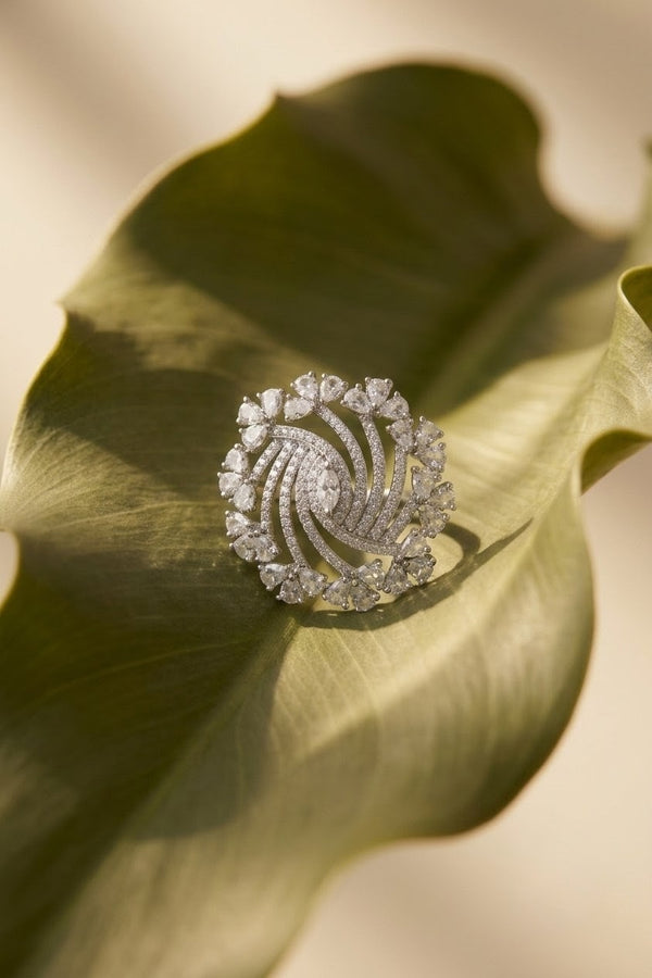 Pear-Shaped Moissanite Zirconia American Diamond Ring