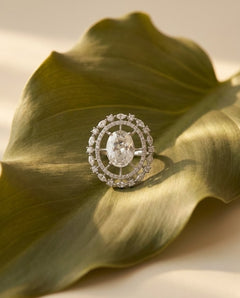 Sterling Silver Moissanite & Cubic Zirconia American Diamond Ring