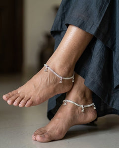 Ruby Red Filigree Ghungroo Anklets