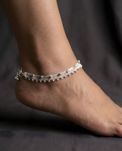 Silver-Plated Multicolor Ghungroo Anklets