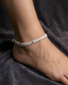 Silver-Plated Meenakari Ghungroo Anklets