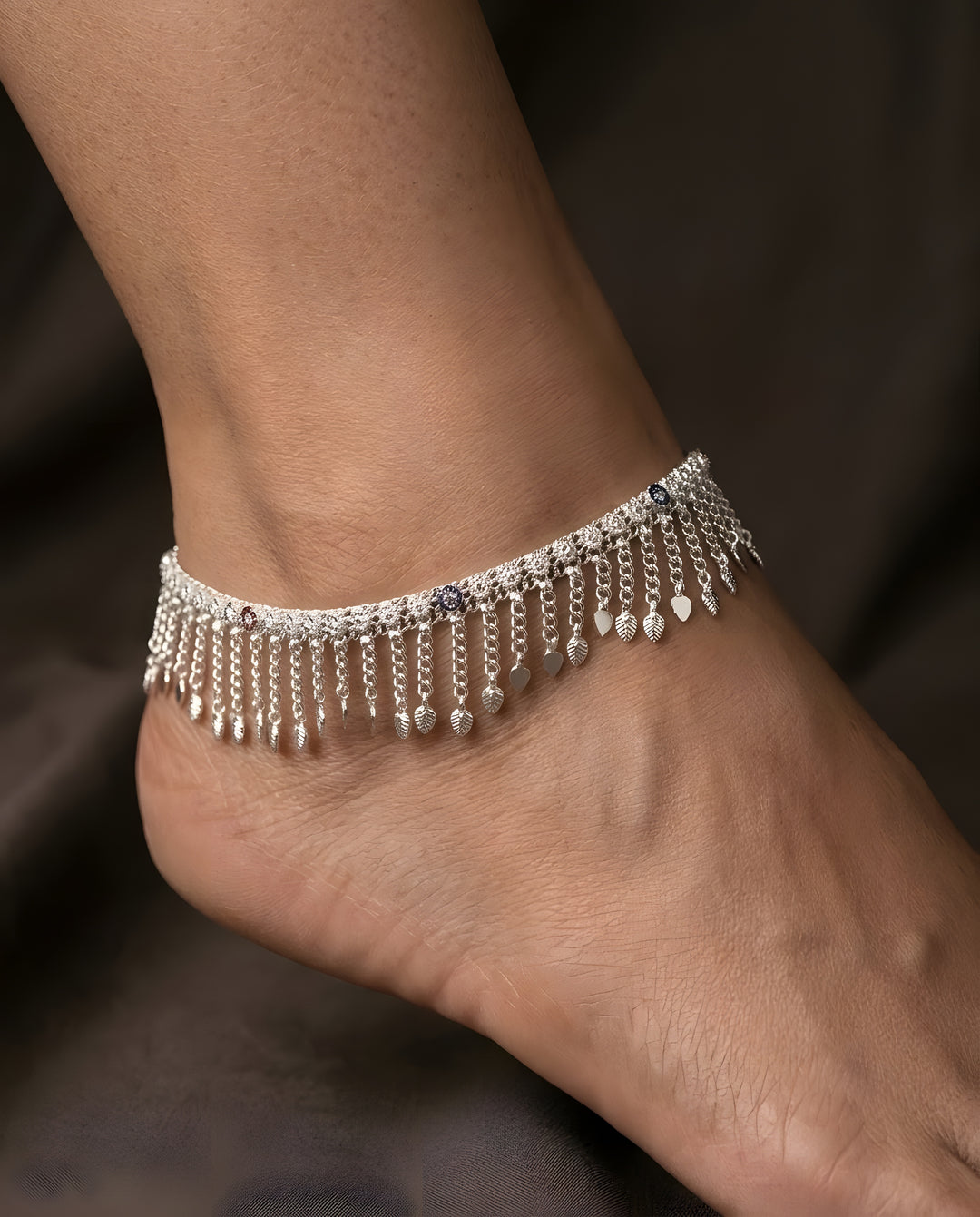 Silver-Plated Jhallar Anklets
