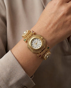 Antique Gold Rajwadi Kundan Watch Bracelet
