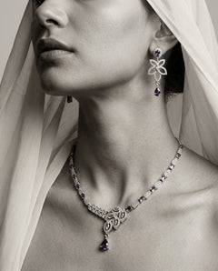 Silver-Plated Teardrop CZ Necklace & Earrings Set