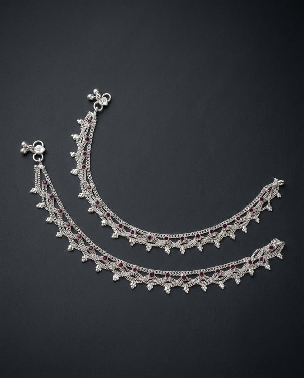 Ruby Red Filigree Anklets