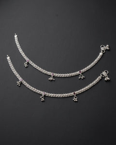 Ruby Red Filigree Ghungroo Anklets