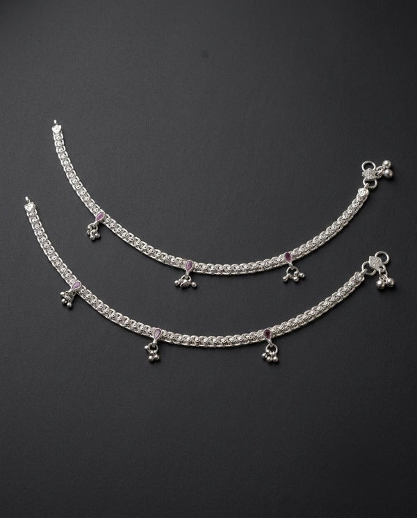 Ruby Red Filigree Ghungroo Anklets