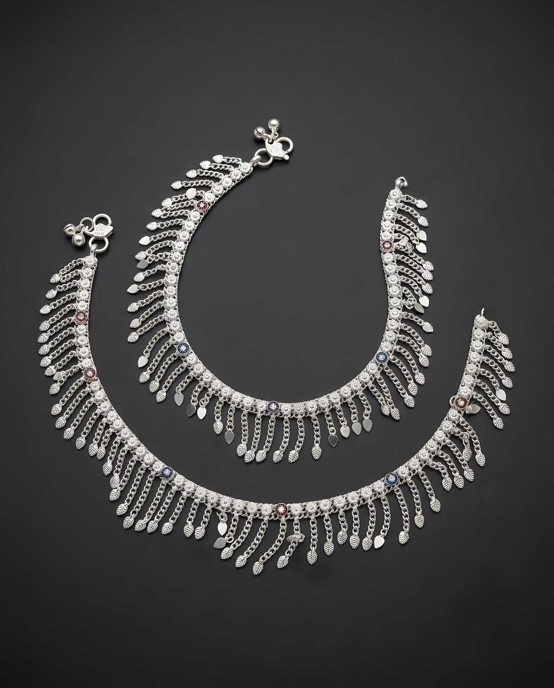 Silver-Plated Jhallar Anklets