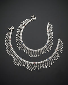 Silver-Plated Jhallar Anklets