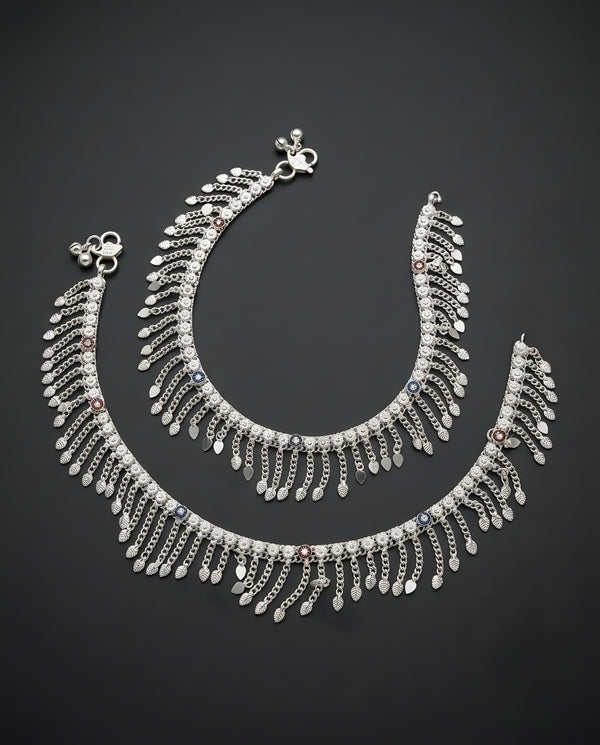 Silver-Plated Jhallar Anklets