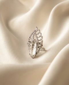Sterling Silver Moissanite & Cubic Zirconia American Diamond Ring
