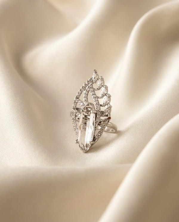 Sterling Silver Moissanite & Cubic Zirconia American Diamond Ring