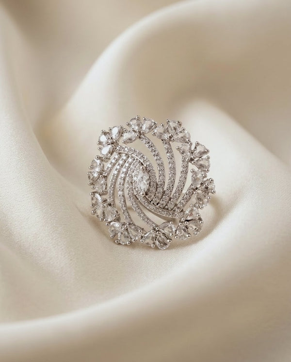 Pear-Shaped Moissanite Zirconia American Diamond Ring