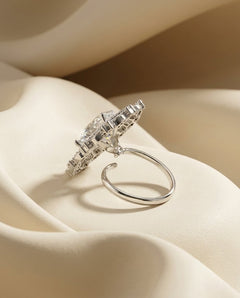 Sterling Silver Moissanite & Cubic Zirconia American Diamond Ring