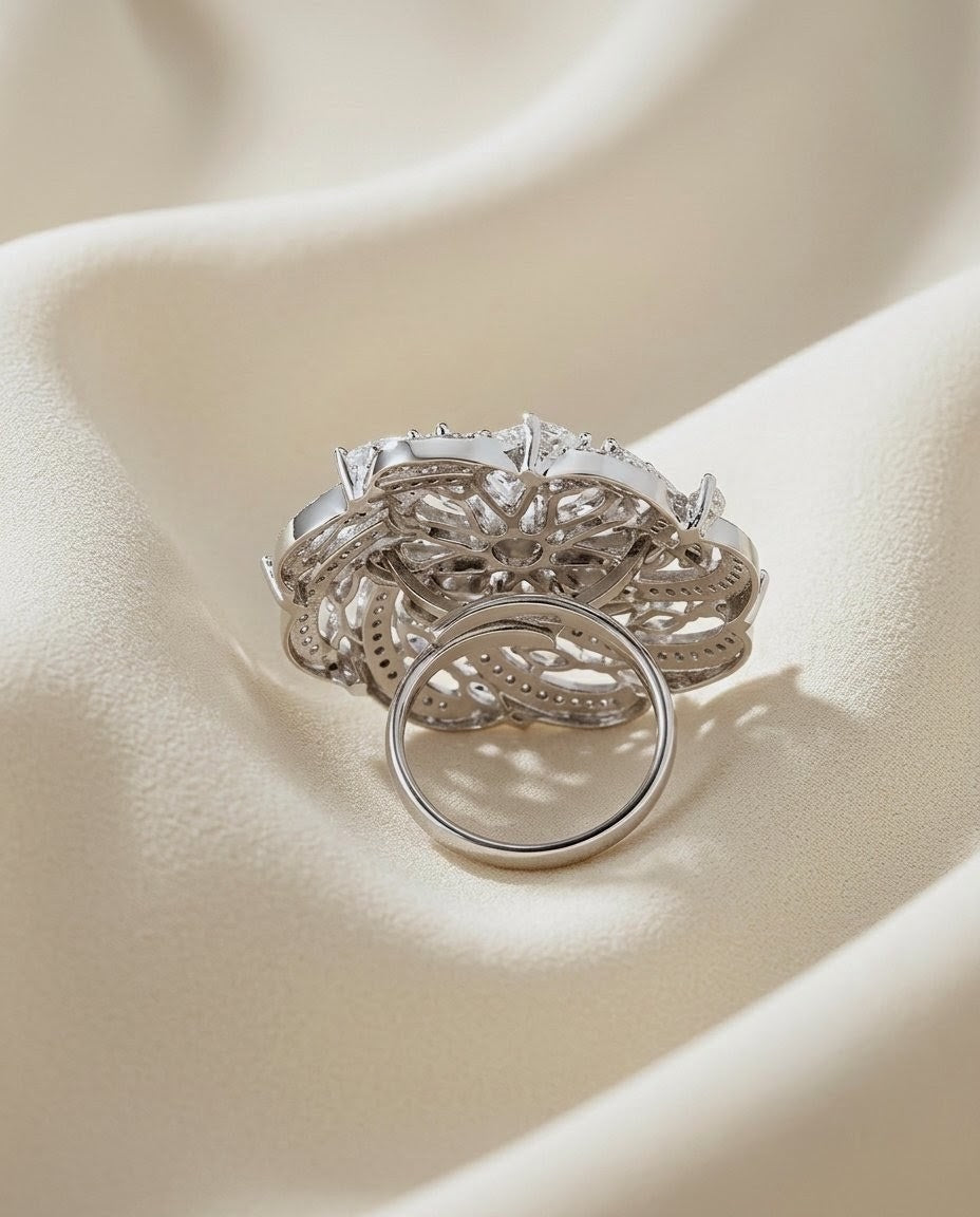 Pear-Shaped Moissanite Cubic Zirconia American Diamond Ring