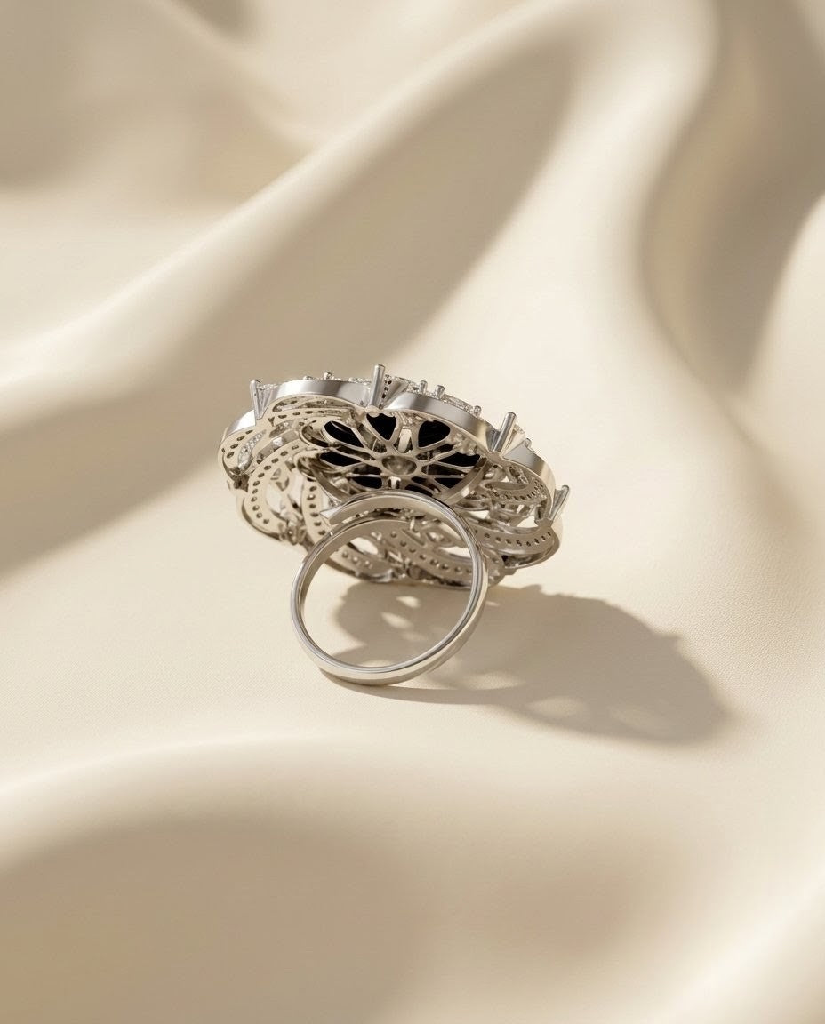 Pear-Shaped Moissanite Cubic Zirconia American Diamond Ring