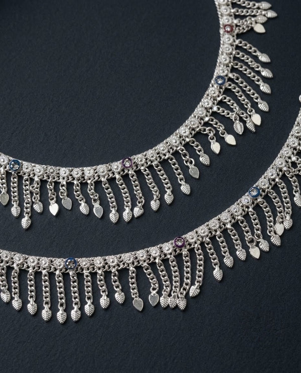 Silver-Plated Jhallar Anklets