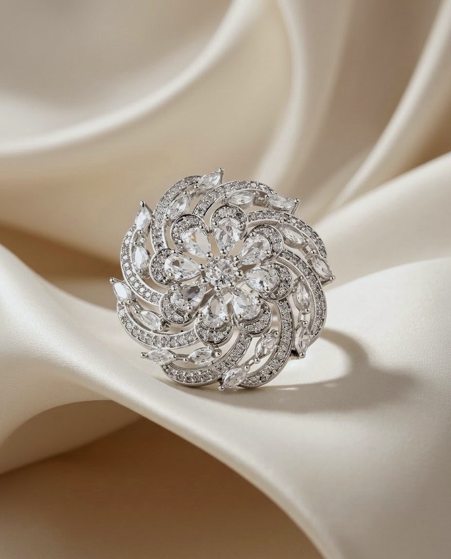 Pear-Shaped Moissanite Cubic Zirconia American Diamond Ring