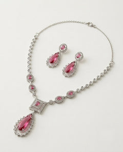 Gold-Plated AD Teardrop Pendant Necklace Set