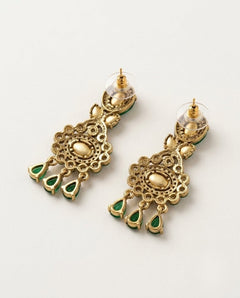 Gold-Plated Kundan Ruby Drop Earrings
