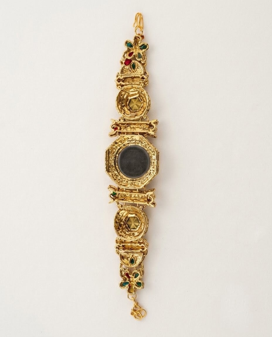 Antique Gold Rajwadi Kundan Watch Bracelet