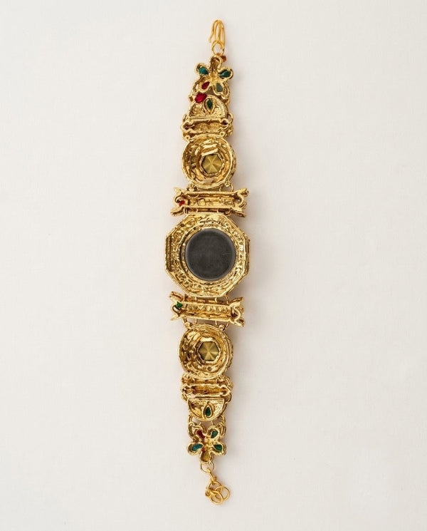 Antique Gold Rajwadi Kundan Watch Bracelet