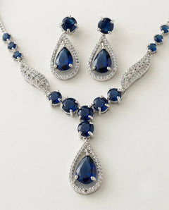 Gold-Plated AD Teardrop Pendant Necklace Set
