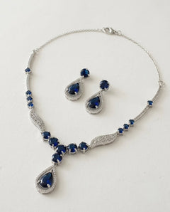 Gold-Plated AD Teardrop Pendant Necklace Set