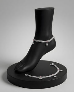 Ruby Red Filigree Ghungroo Anklets