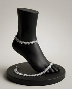Silver-Plated Meenakari Ghungroo Anklets