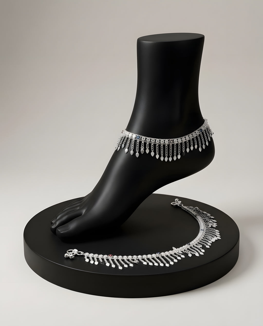 Silver-Plated Jhallar Anklets