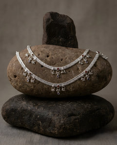 Silver-Plated Multicolor Braided Anklets