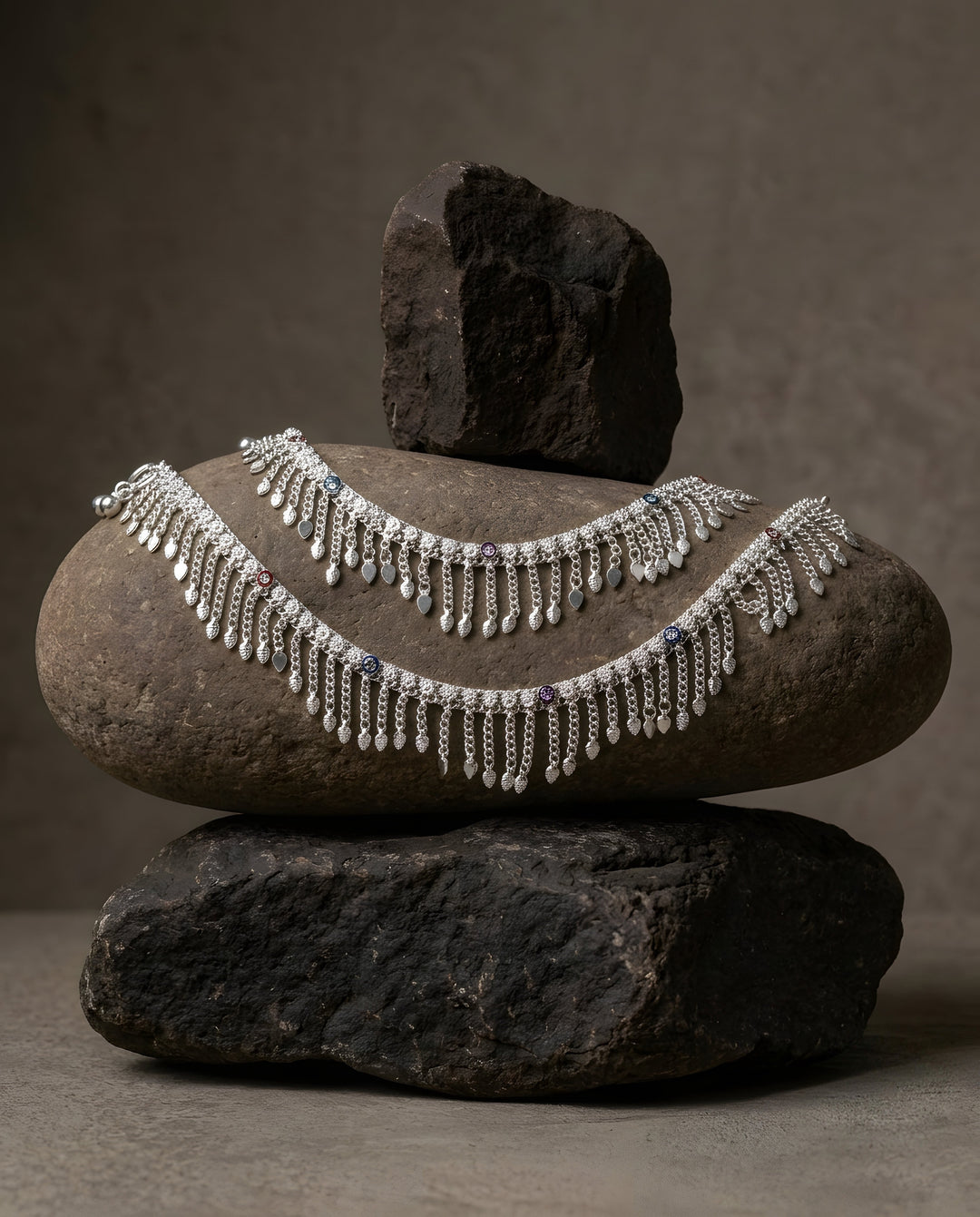 Silver-Plated Jhallar Anklets