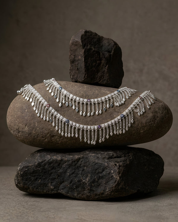 Silver-Plated Jhallar Anklets