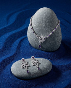 Silver-Plated Teardrop CZ Necklace & Earrings Set