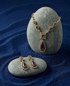 Gold-Plated AD Teardrop Pendant Necklace Set