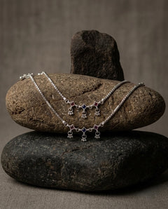Silver-Plated AD Ghungroo Anklets