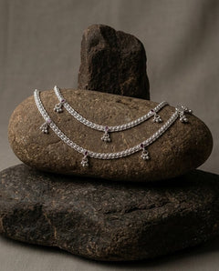 Ruby Red Filigree Ghungroo Anklets