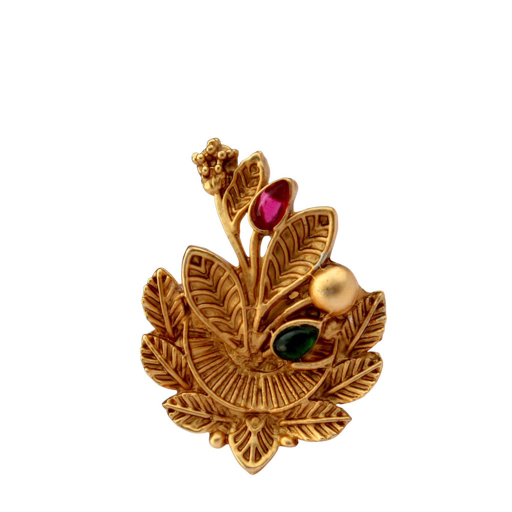 Golden Leaf Design Adjustable Ring - Imitation Jewelry