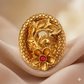 Golden Floral Design Adjustable Ring - Imitation Jewelry