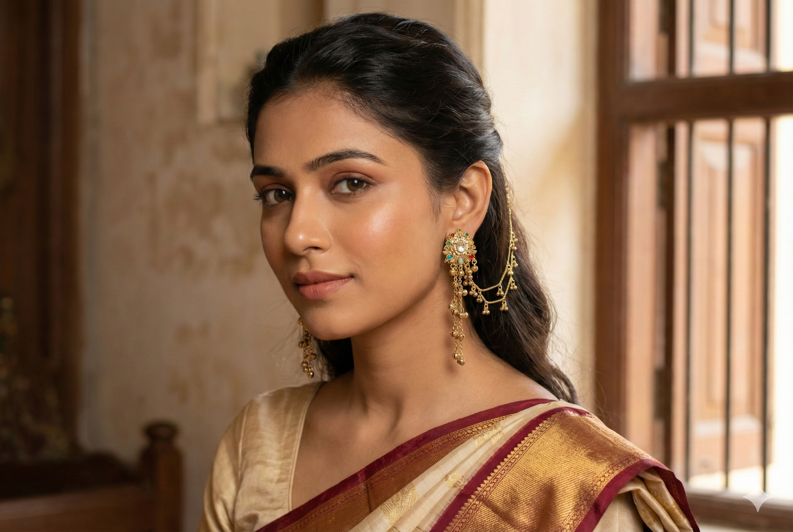 3-in-1 Convertible Earring Set - Gold Plated Studs Drops Ear Chain