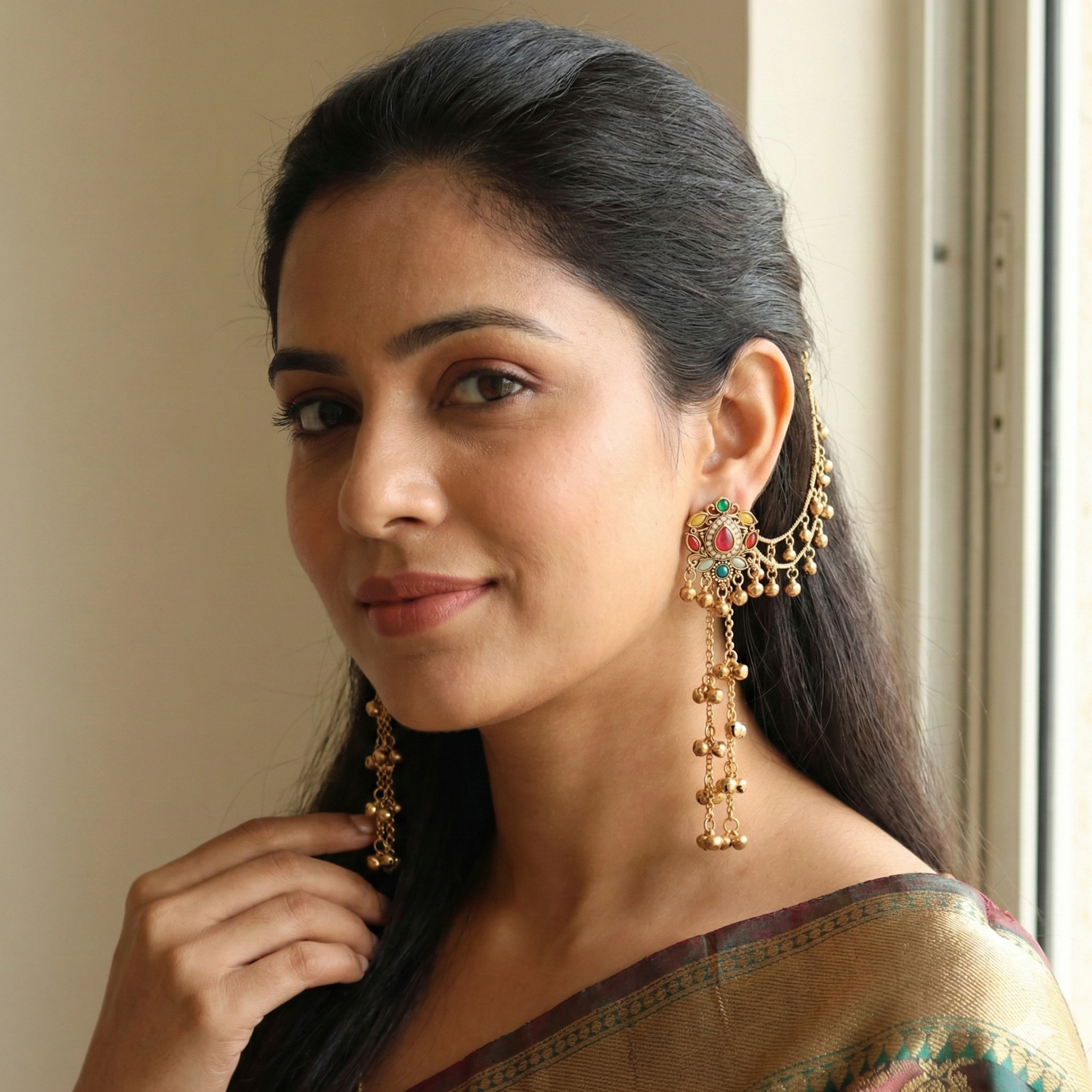 3-in-1 Convertible Earring Set - Gold Plated Studs Drops Ear Chains